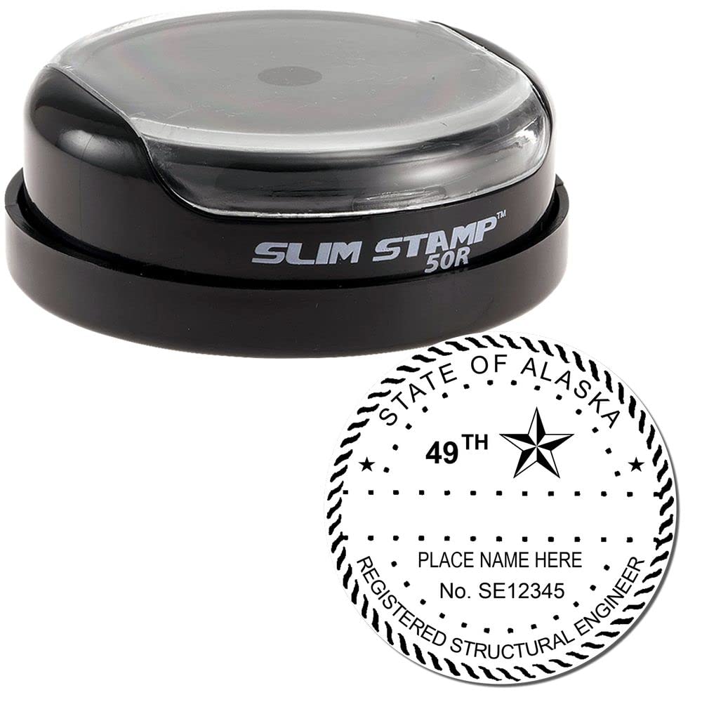 Alaska Professional Structural Engineer Stamp - 2" Size, Slim Seal for Alaska Structural Engineering, Professional Engineer Stamp for Alaska Structural Projects, Alaska AK Engineer Seal - Image 2