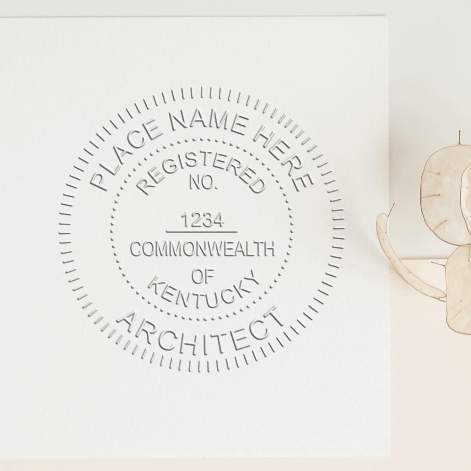 Architect Embossed Seal Stamp for Kentucky, Seal Reach 1-1/2", Handheld Model, Portable, Easy to Carry and Use, Kentucky Architect Seal