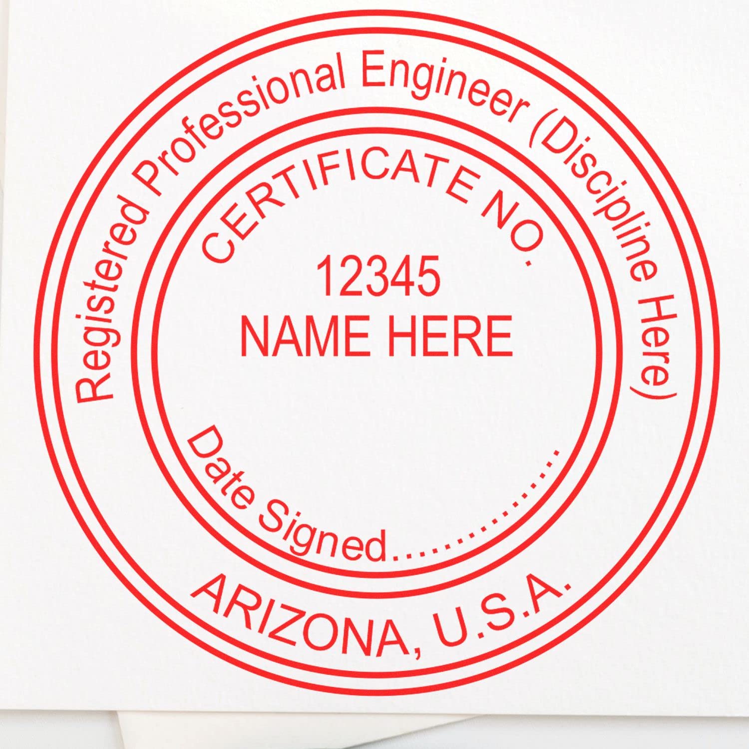 Arizona Professional Engineer Seal Stamp, 1-1/2 Size for Arizona Engineering Stamp Needs, Ideal Professional Engineer Stamp Arizona, Engineer Seal Arizona AZ, Arizona AZ Professional Seal Stamp