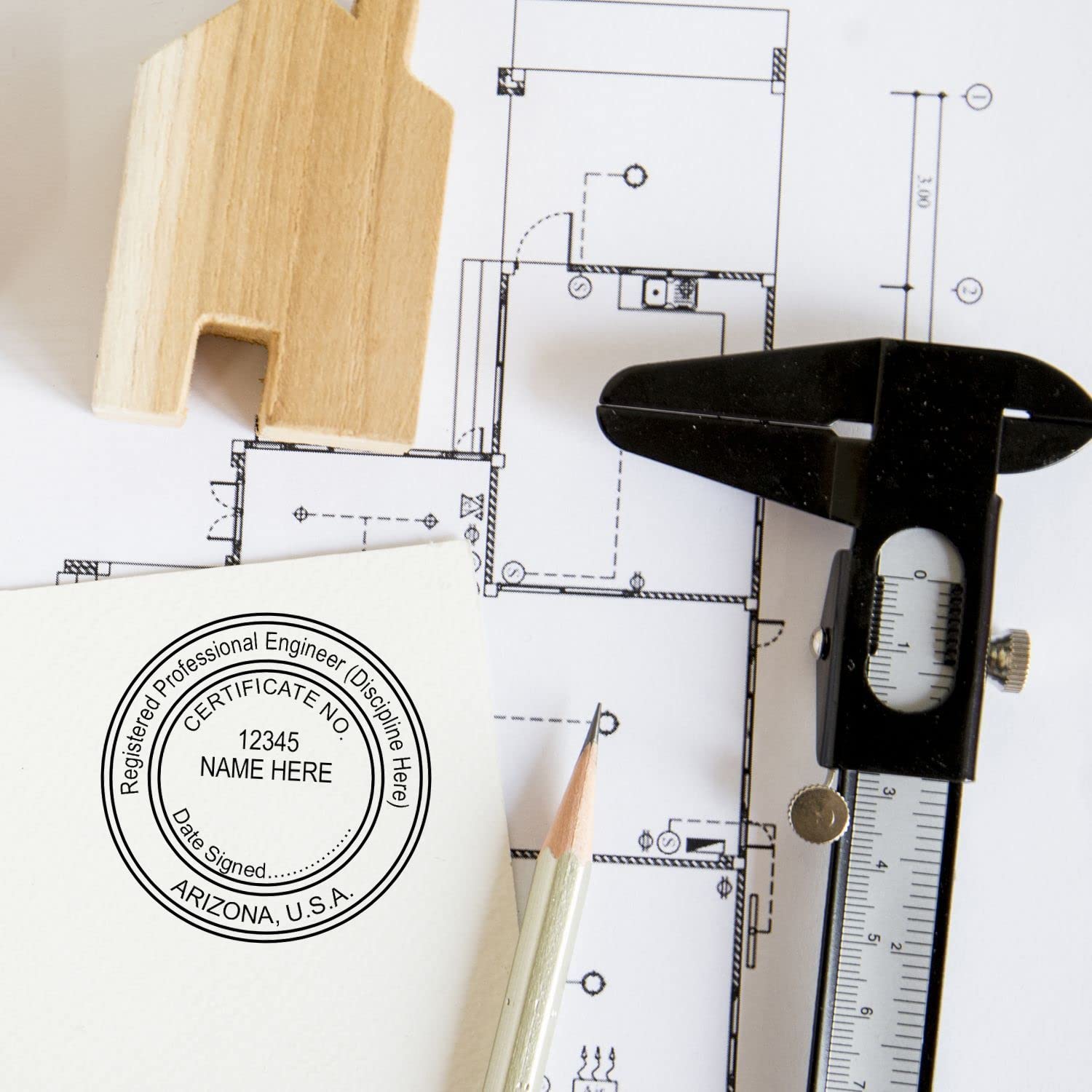 Arizona Professional Engineer Seal Stamp, 1-1/2 Size for Arizona Engineering Stamp Needs, Ideal Professional Engineer Stamp Arizona, Engineer Seal Arizona AZ, Arizona AZ Professional Seal Stamp - Image 9