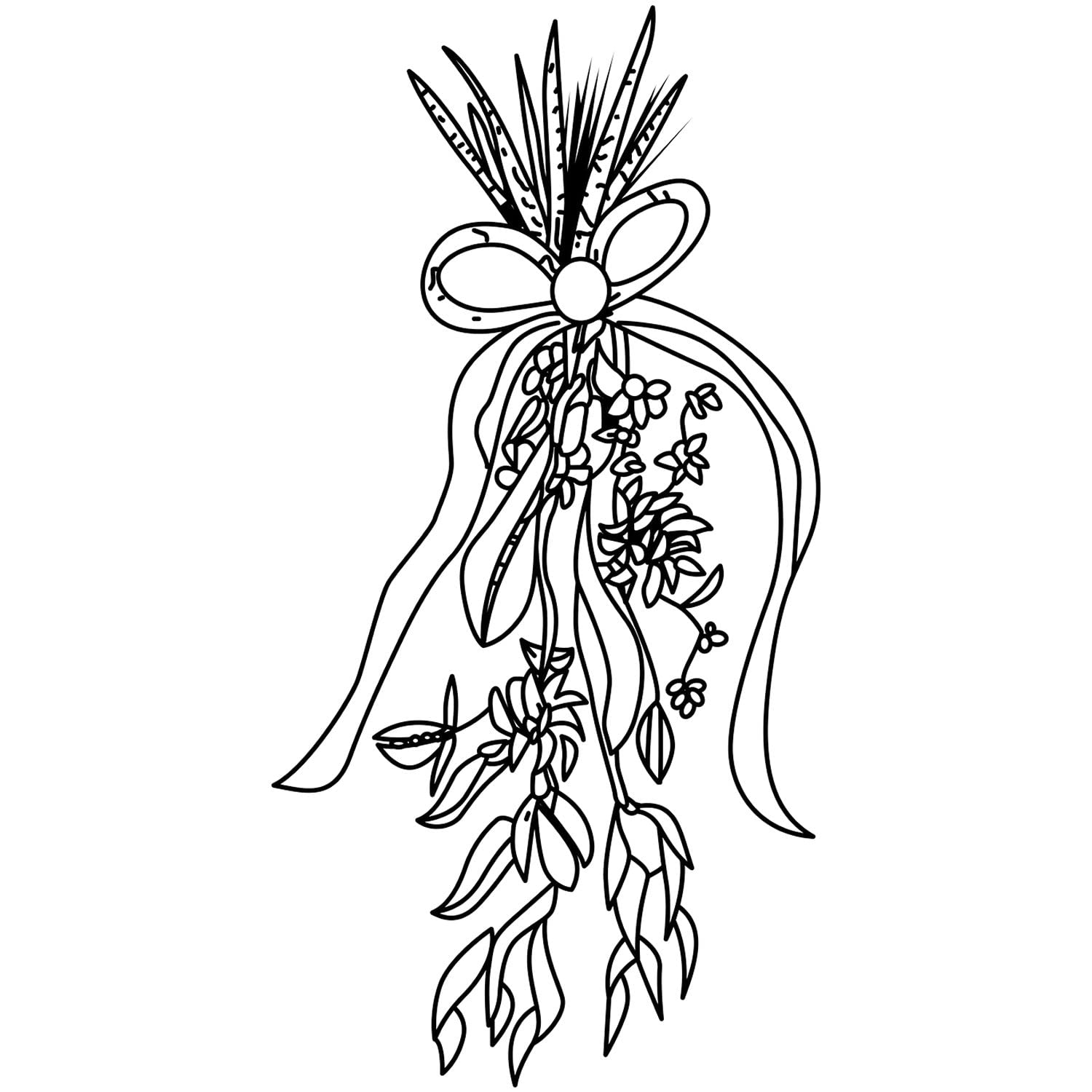 Bundle of Flowers Art Rubber Stamp - Artwork Stamp - Size 2-1/2" Tall x 1-1/4" Wide - Classic Maple Wood Block - Image 5
