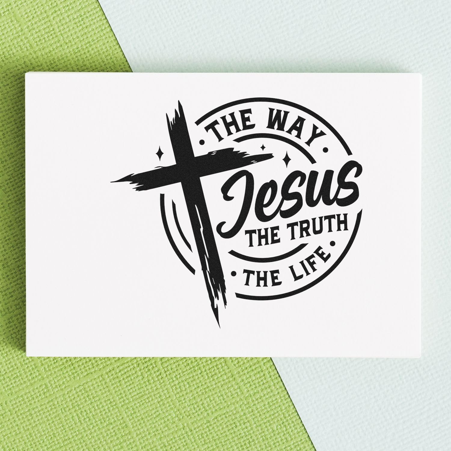 Christian Wedding Icon Stamp with Wooden Handle - Jesus The Joyful Pathfinder Religious Rubber Stamp for Card Making, Bible Journaling, DIY Church Crafts, Christian Scrapbooking & Faith Projects