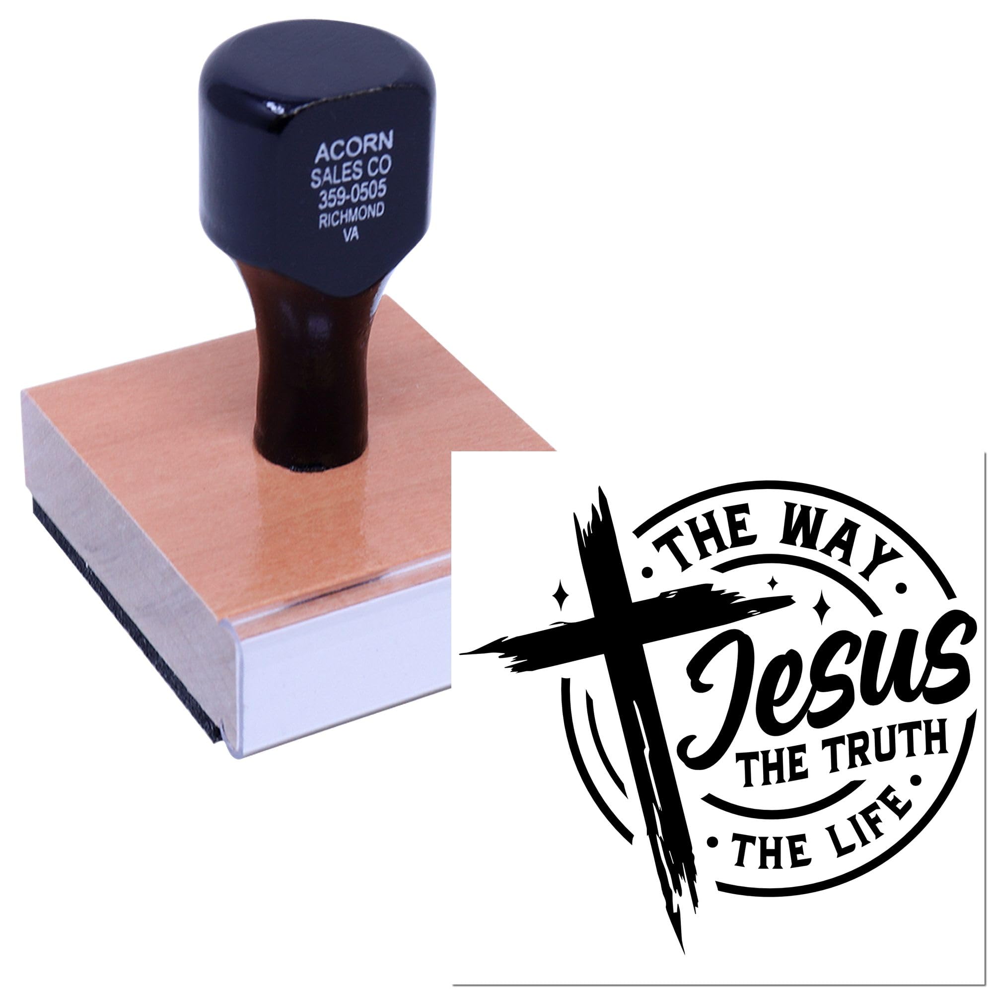 Christian Wedding Icon Stamp with Wooden Handle - Jesus The Joyful Pathfinder Religious Rubber Stamp for Card Making, Bible Journaling, DIY Church Crafts, Christian Scrapbooking & Faith Projects - Image 2