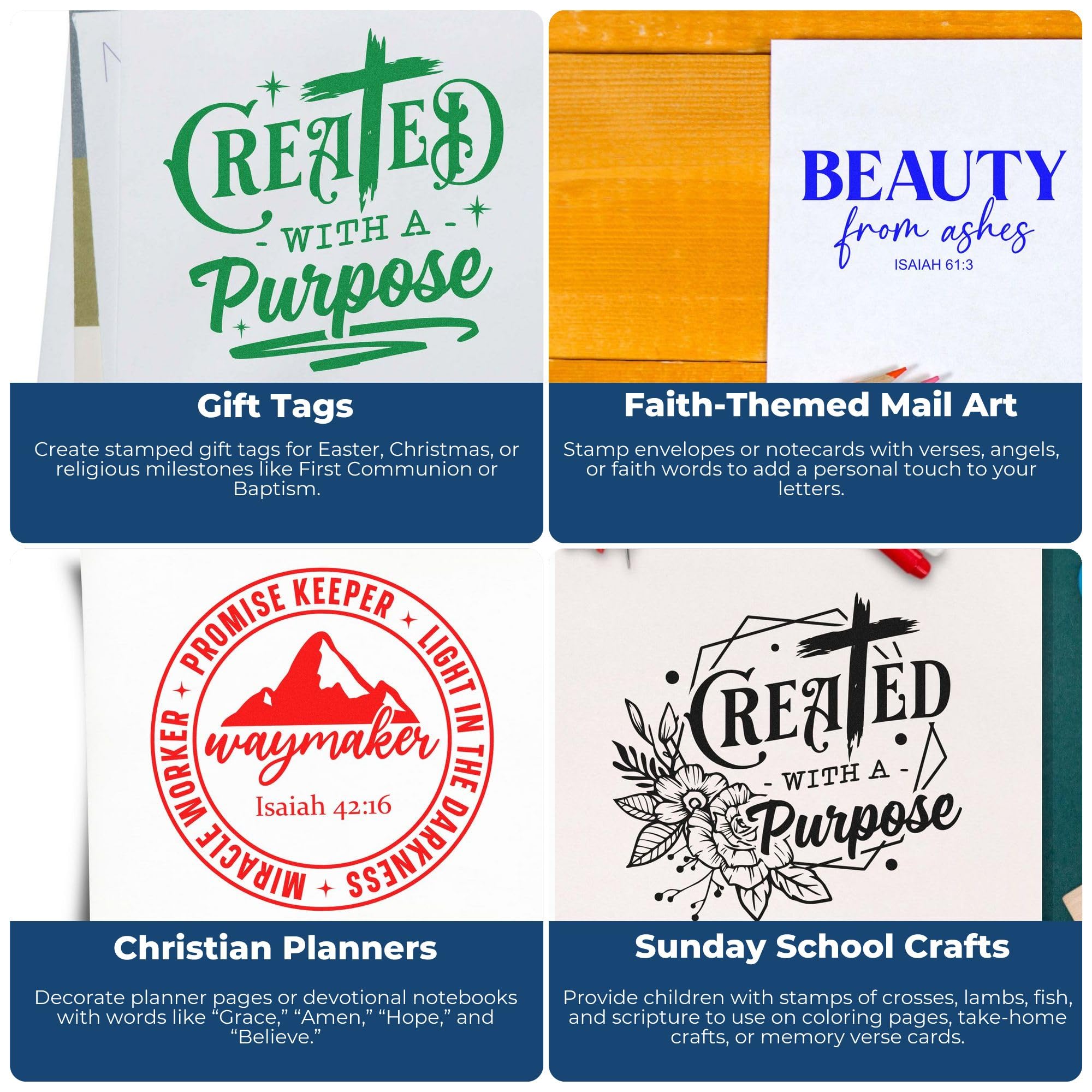 Christian Wedding Icon Stamp with Wooden Handle - Jesus The Joyful Pathfinder Religious Rubber Stamp for Card Making, Bible Journaling, DIY Church Crafts, Christian Scrapbooking & Faith Projects - Image 8