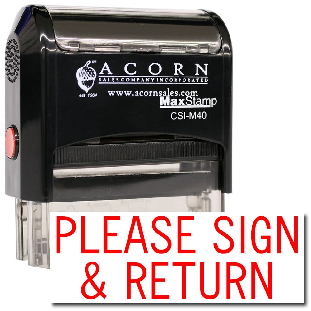 Classroom Stamp - Red Ink Self-Inking Please Sign and Return Stamp, Ideal for Educators, 1/2 x 1-1/2, Quick and Efficient Way to Manage Paperwork in School Environment, Long-Lasting