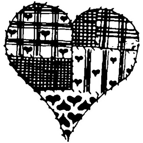 Country Patchwork Heart Art Rubber Stamp