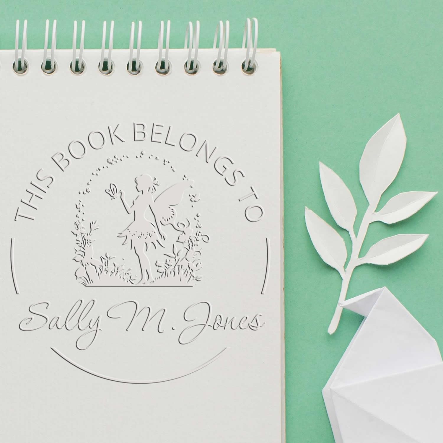 Custom Book Logo Embossed Seal - Magical Fairy Dahlia Design, 1-5/8" Personalized Library Book Belongs to Stamp, Professional Custom-Made Book Logo Embossed Seal for Small Business & Gift Makers