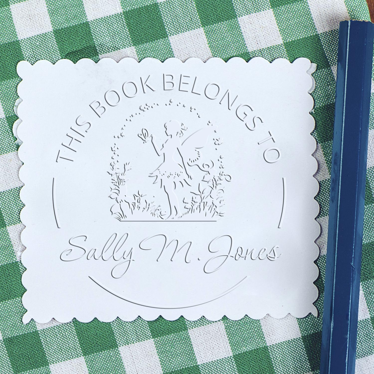 Custom Book Logo Embossed Seal - Magical Fairy Dahlia Design, 1-5/8" Personalized Library Book Belongs to Stamp, Professional Custom-Made Book Logo Embossed Seal for Small Business & Gift Makers - Image 4