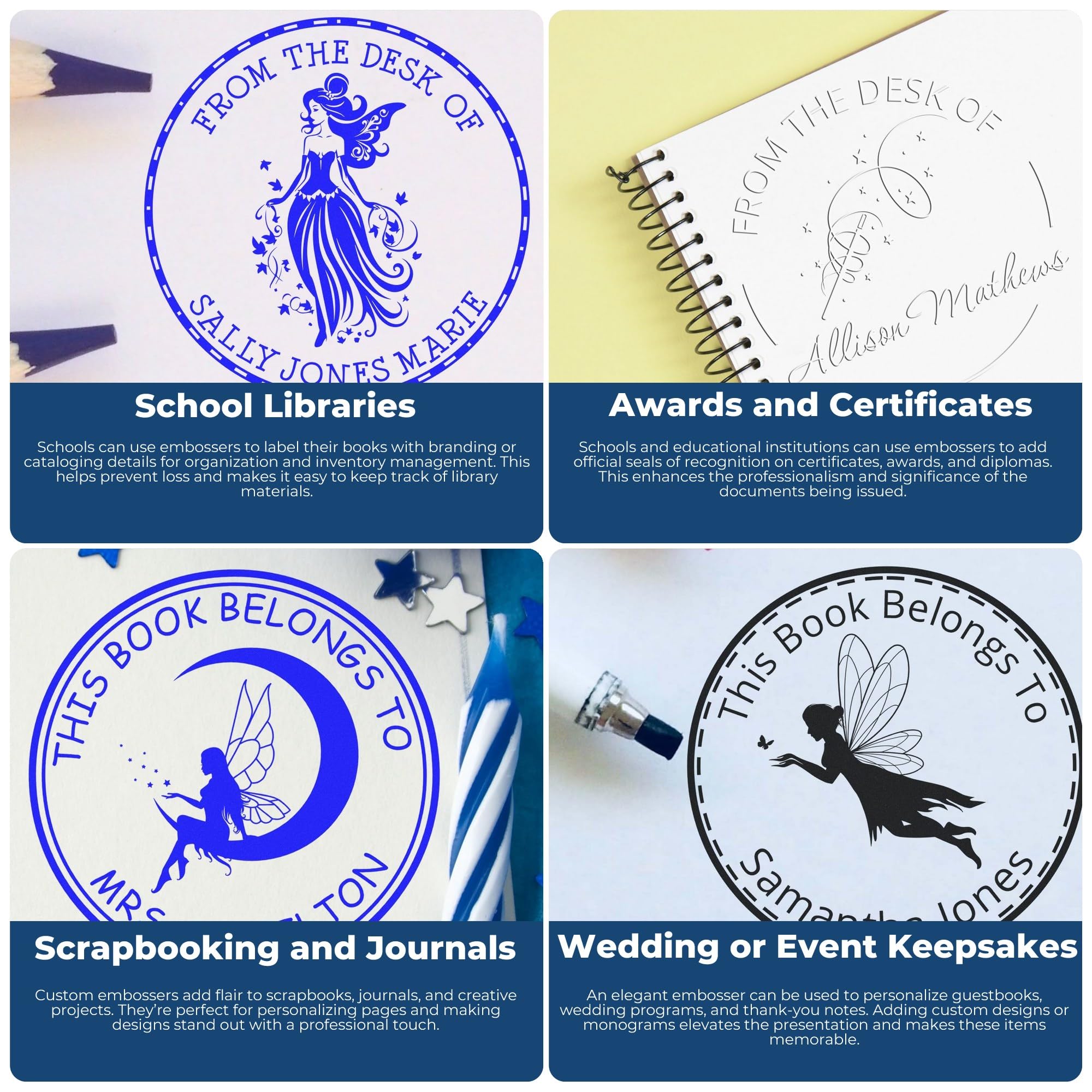 Custom Book Logo Embossed Seal - Magical Fairy Dahlia Design, 1-5/8" Personalized Library Book Belongs to Stamp, Professional Custom-Made Book Logo Embossed Seal for Small Business & Gift Makers - Image 6