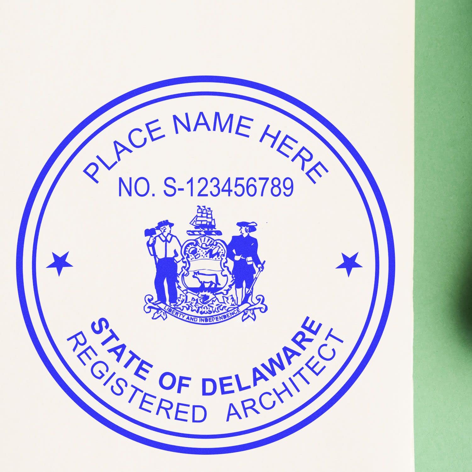 Delaware Architect Stamp - Professional DE Architect Seal Stamp with Wood Handle, Size 1-7/8 - Ideal for Professional Architects in Delaware - Delaware Architectural Seal Stamp - DE Professional Seal