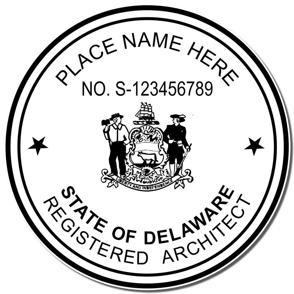 Delaware Architect Stamp - Professional DE Architect Seal Stamp with Wood Handle, Size 1-7/8 - Ideal for Professional Architects in Delaware - Delaware Architectural Seal Stamp - DE Professional Seal - Image 4