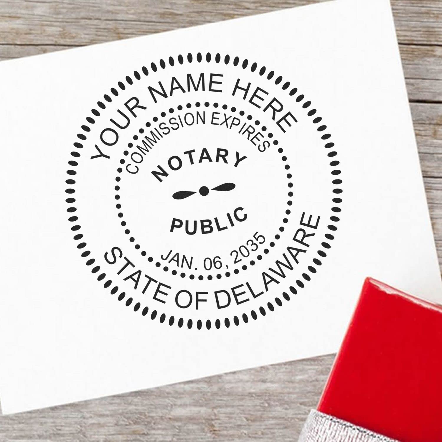 Delaware Notary Public Essential Tool - Quality, Durable, Self-Inking Notary Stamp - 1-5/8 Round Design - Ideal for Official Delaware Notary Public Use - Easy to Use Notary Stamp Delaware - Image 6