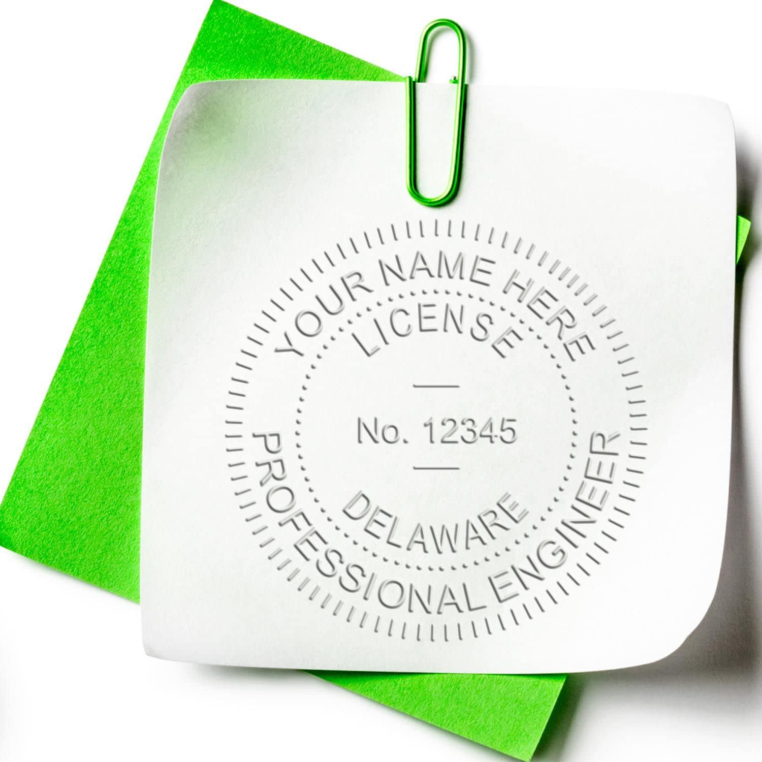 Delaware Professional Engineer Seal, Handheld Embossing Seal, 1-1/2 Seal Reach, State Board Approved, Easy to Use and Portable