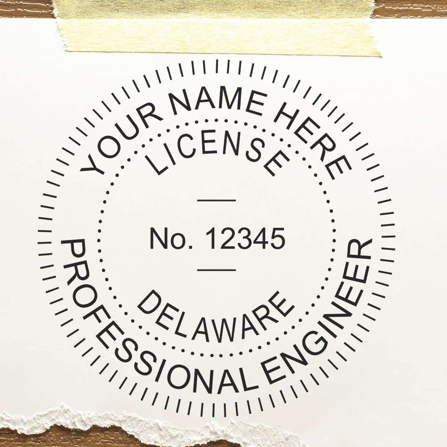 Deluxe Slim Inking Stamp for Delaware Professional Engineer - 1-1/2 Size, Ideal Delaware Engineering Stamp, Essential Professional Engineer Stamp Delaware, DE Professional Seal and Stamps