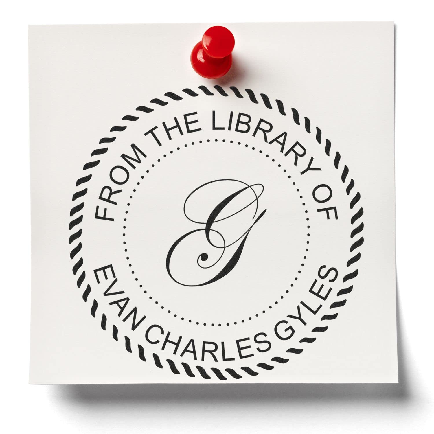 Edwardian Script Monogram Library Rubber Stamp, Round Imprint, Size 1-5/8", Stamp with Initials, Library Stamp Customized, Bookplate Stamper, Uses Stamp Pad