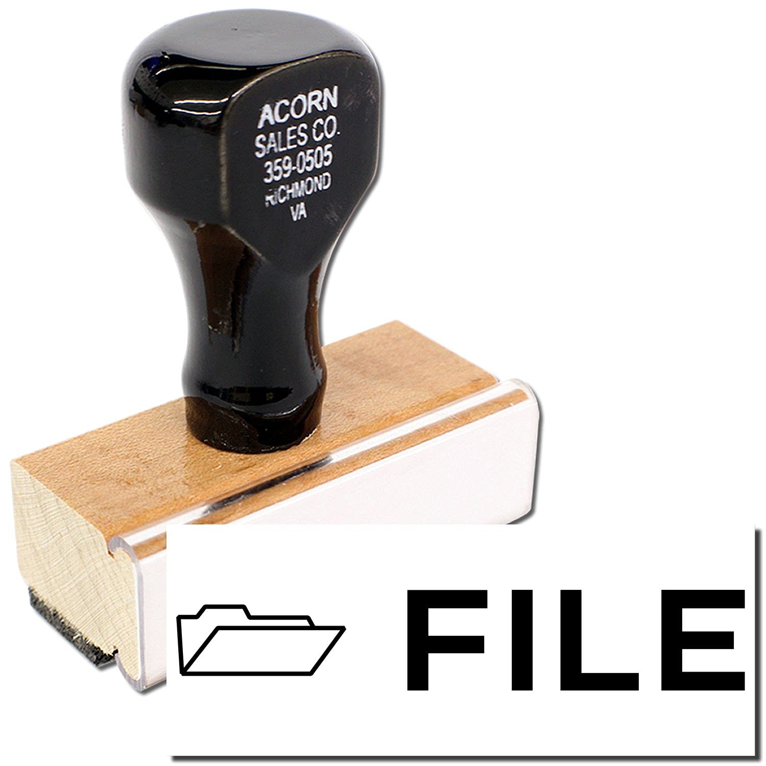 File with Envelope Rubber Stamp, Computer Desk Supplies, Wooden Handle Rubber Stamp, Uses Stamp Pad, Imprint Size Approx 1/2" x 1-1/2", Laser Engraved, USA Made - Image 2
