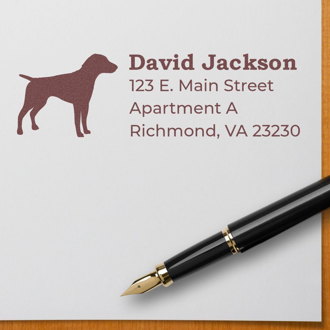 German Shorthaired Pointer Dog Silhouette Custom Address Stamp with Wood Handle, Uses Stamp Pad, Pet Lover Mailing Address Stamper, Rectangular Design, Size 7/8" x 2-1/4" - Image 5