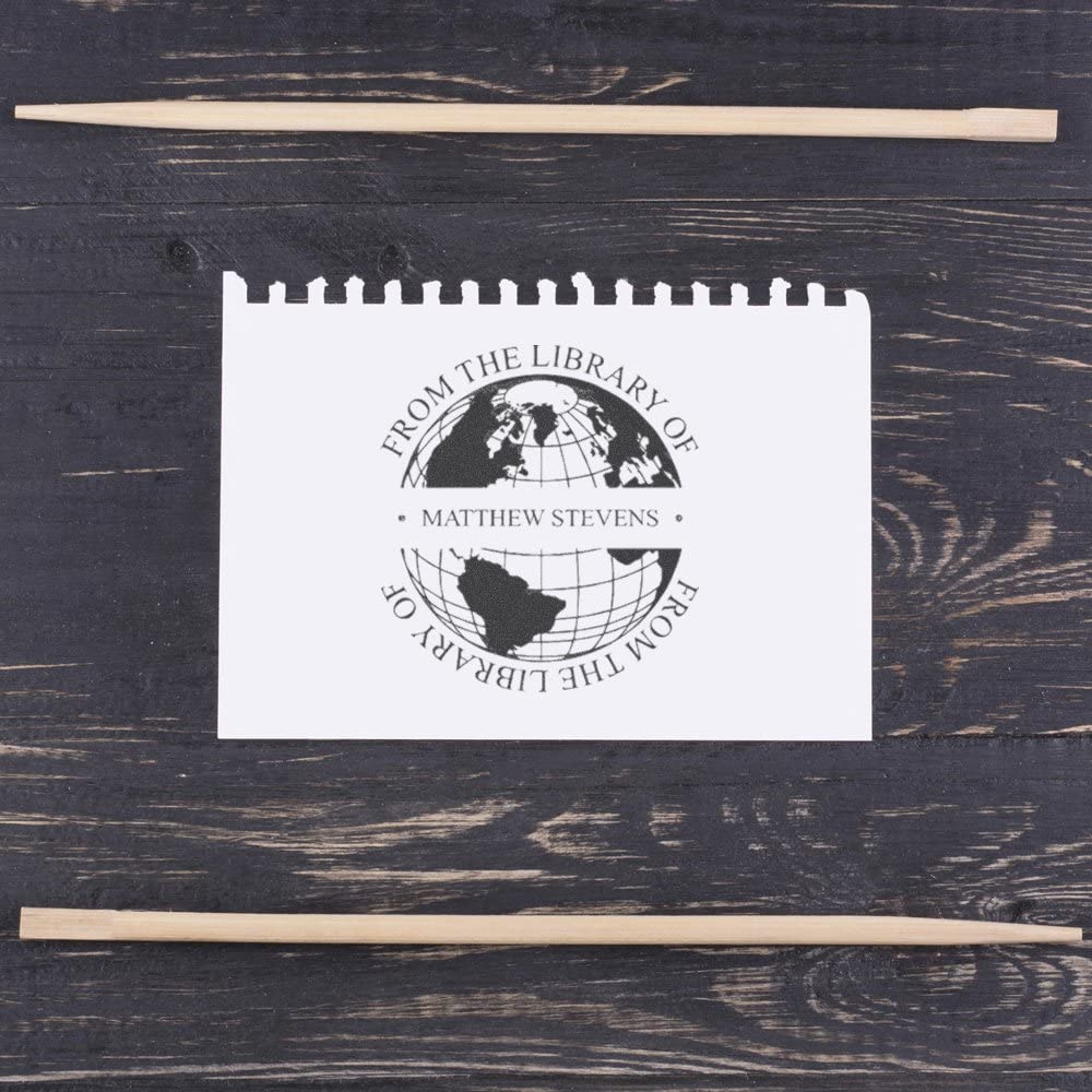Globe Name Personalized Family Library Stamp, Round Imprint, Size 1-5/8", Book Stamper, Scrapbook Essentials, Gift for The Traveler, Uses Stamp Pad - Image 6