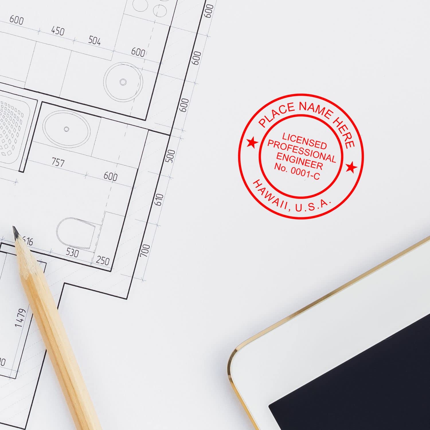 Hawaii Professional Engineer Stamp - Slim 1-1/2 Size, Ideal for Hawaii Engineering Stamp Needs, Essential Professional Engineer Stamp Hawaii for PE - Hawaii HI Engineer Seal, Hawaii HI PE Stamp - Image 7
