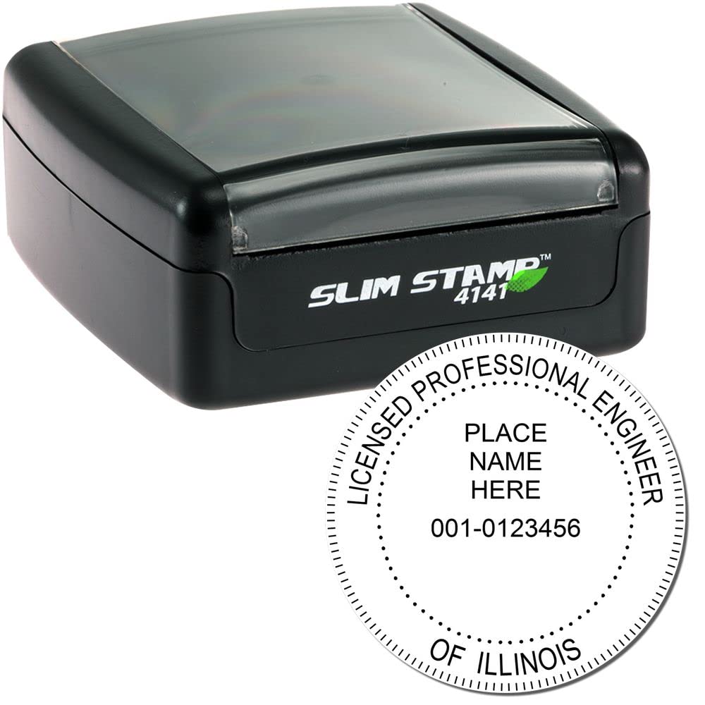 Illinois Engineering Stamp - Professional Engineer Stamp Illinois, 1-5/8 Slim PE Wet Seal for Illinois Professional Engineers - Precise -Illinois Professional Seal - Illinois IL PE Stamp - Image 2