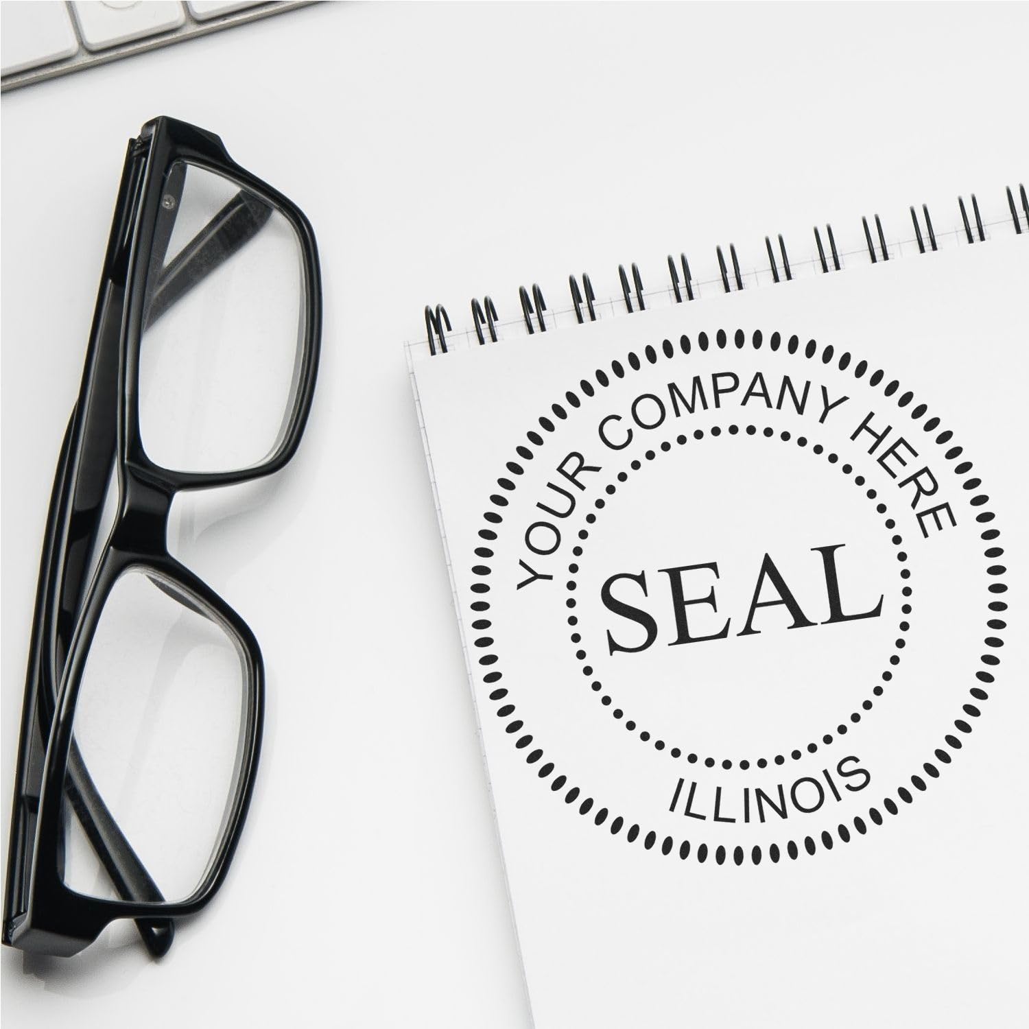 Illinois Self-Inking Corporate Seal Stamp, 1-5/8 Size, Illinois Company Stamp, Personalized, Customized Corporation Ink Stamp, Customized Company Seal, Self-Ink Stamp, IL Stamp