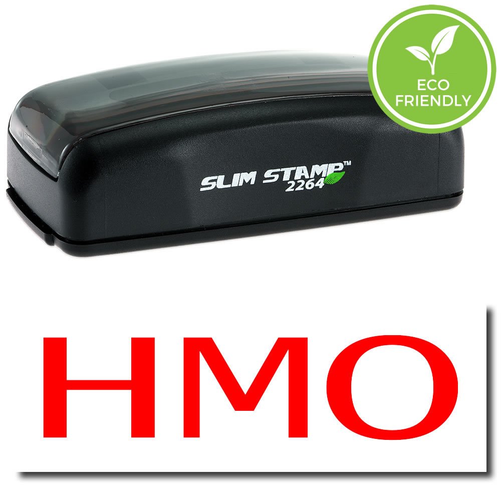 Insurance Stamp, Pre-Inked HMO Stamp with Vibrant Red Ink, Ideal for Medical Receptionists, 1/2 x 1-1/2, Long-Lasting and Easy to Use, Ideal for HMO Insurance Documentation, Refillable Ink Stamp
