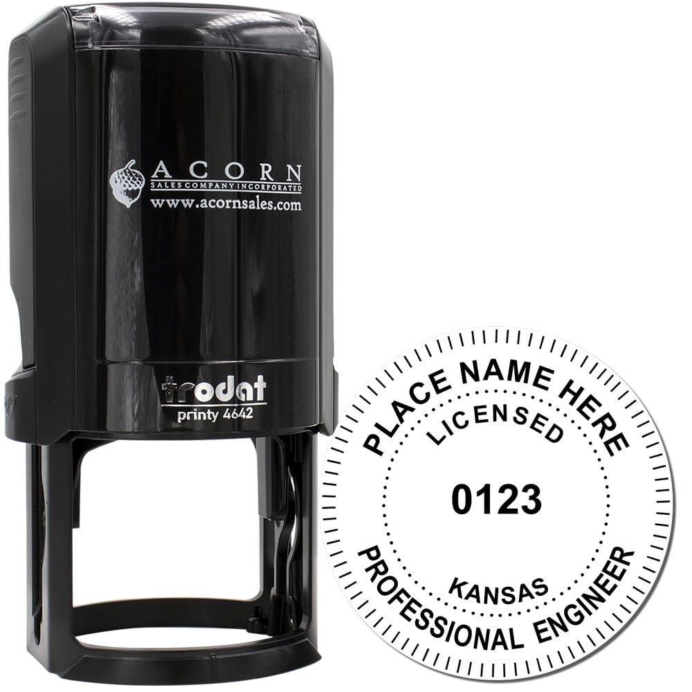 Kansas Engineer Stamp, Self-Inking Professional Engineer (PE) Stamp for Kansas, Ideal for Kansas Professional Engineers, and Convenient, Size 1-5/8, for Engineering Projects, Kansas KS PE Stamps - Image 2
