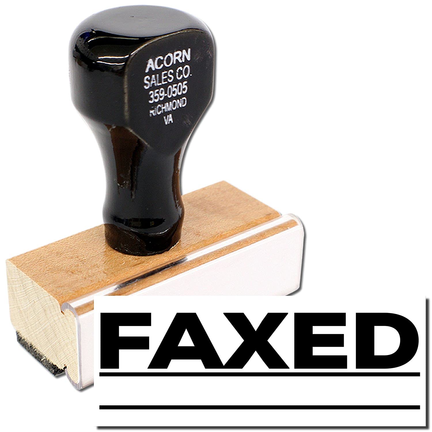 Large Faxed with Line Rubber Stamp, Small Business Stamp, Wood Handle Rubber Stamp, Uses Inking Pad, Larger Size Approx 3/4" x 2-1/4", Made in USA - Image 2
