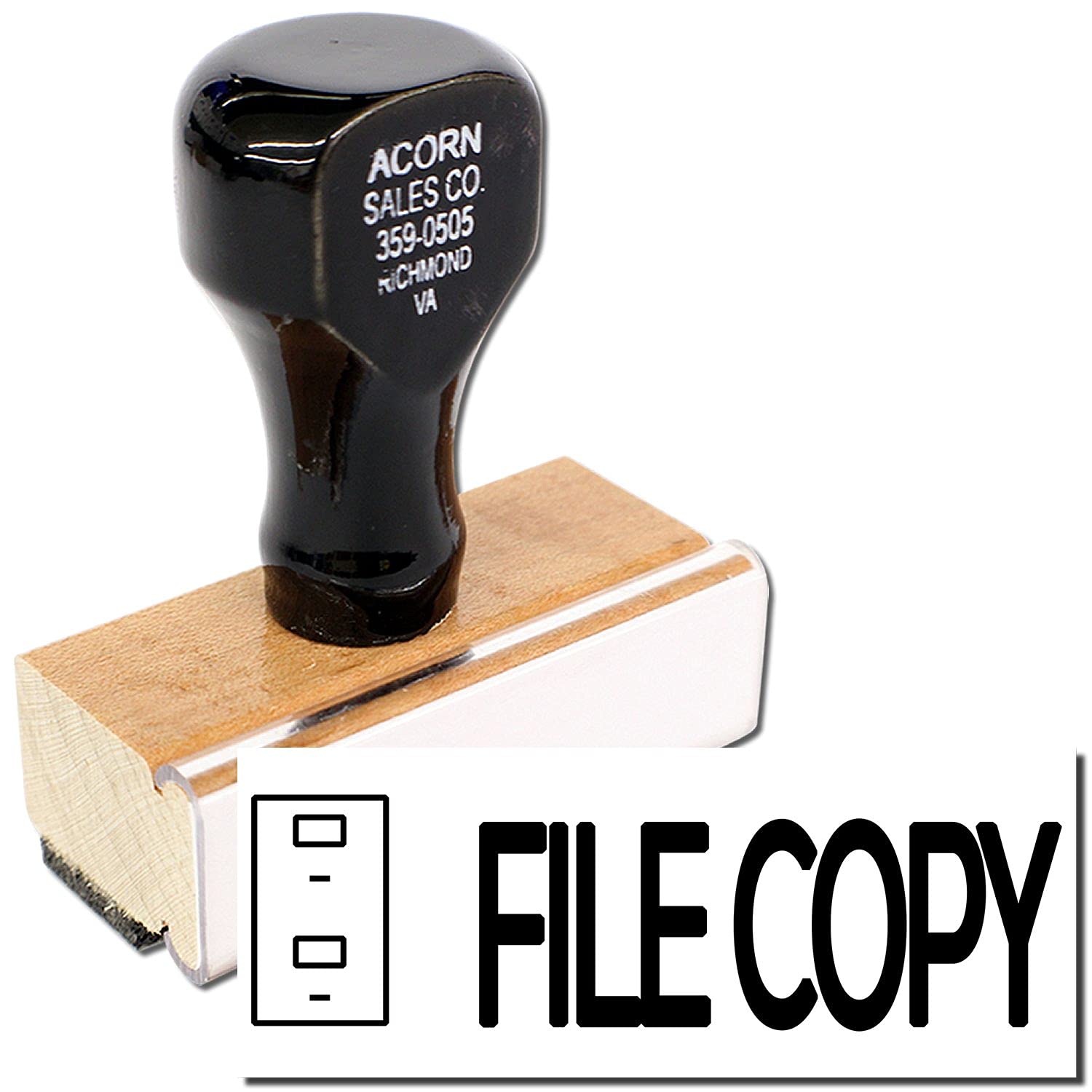 Large File Copy with Drawer Rubber Stamp, Perfect for Office, Wood Handle Rubber Stamp, Uses Inking Pad, Larger Size Approx 3/4" x 2-1/4", Made in USA - Image 2