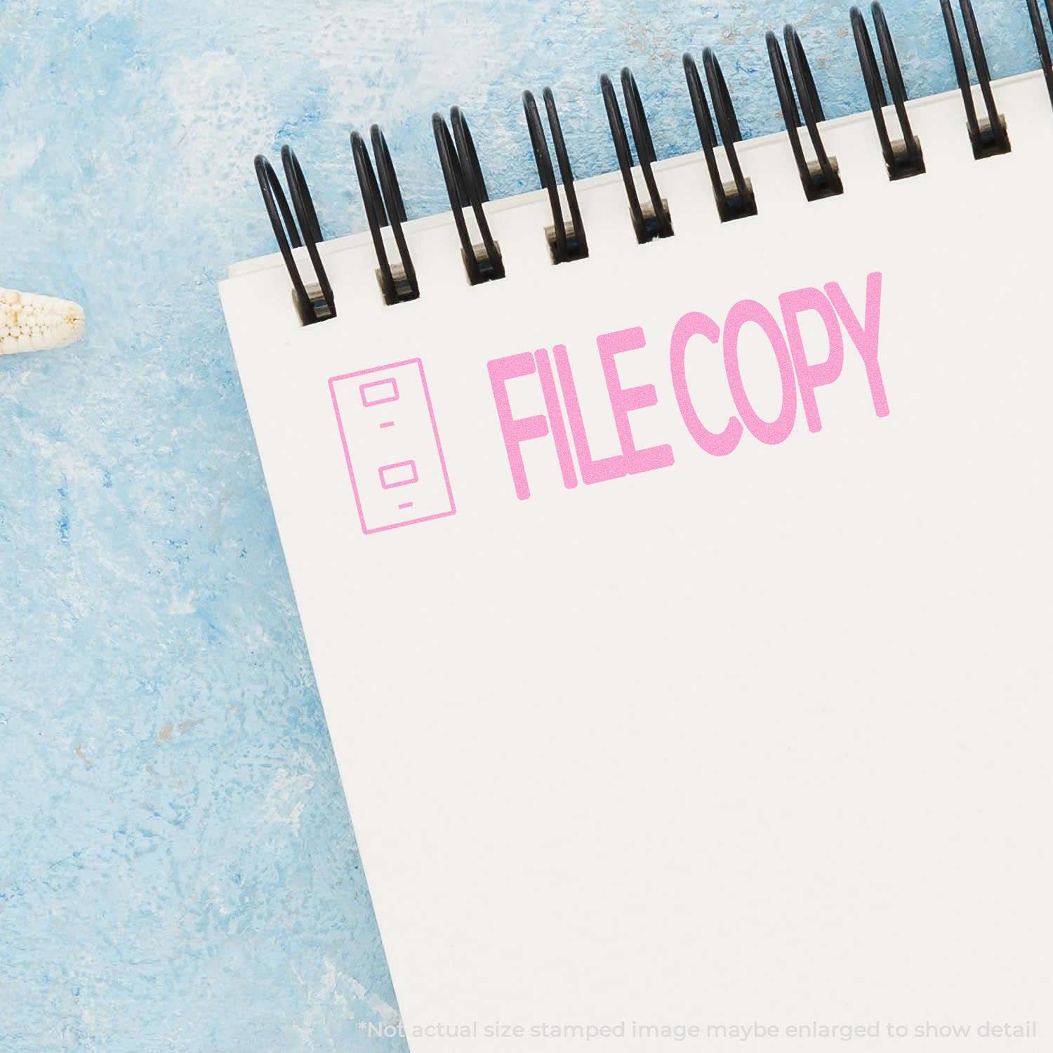 Large File Copy with Drawer Rubber Stamp, Perfect for Office, Wood Handle Rubber Stamp, Uses Inking Pad, Larger Size Approx 3/4" x 2-1/4", Made in USA - Image 3