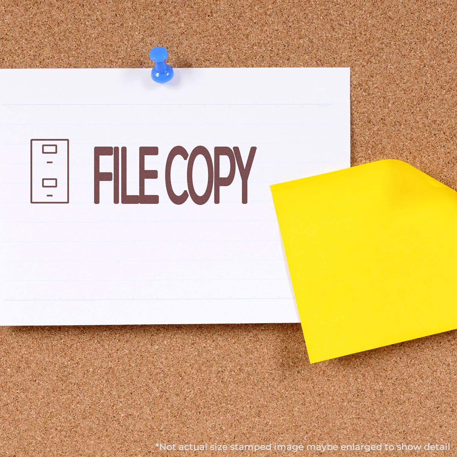 Large File Copy with Drawer Rubber Stamp, Perfect for Office, Wood Handle Rubber Stamp, Uses Inking Pad, Larger Size Approx 3/4" x 2-1/4", Made in USA - Image 4