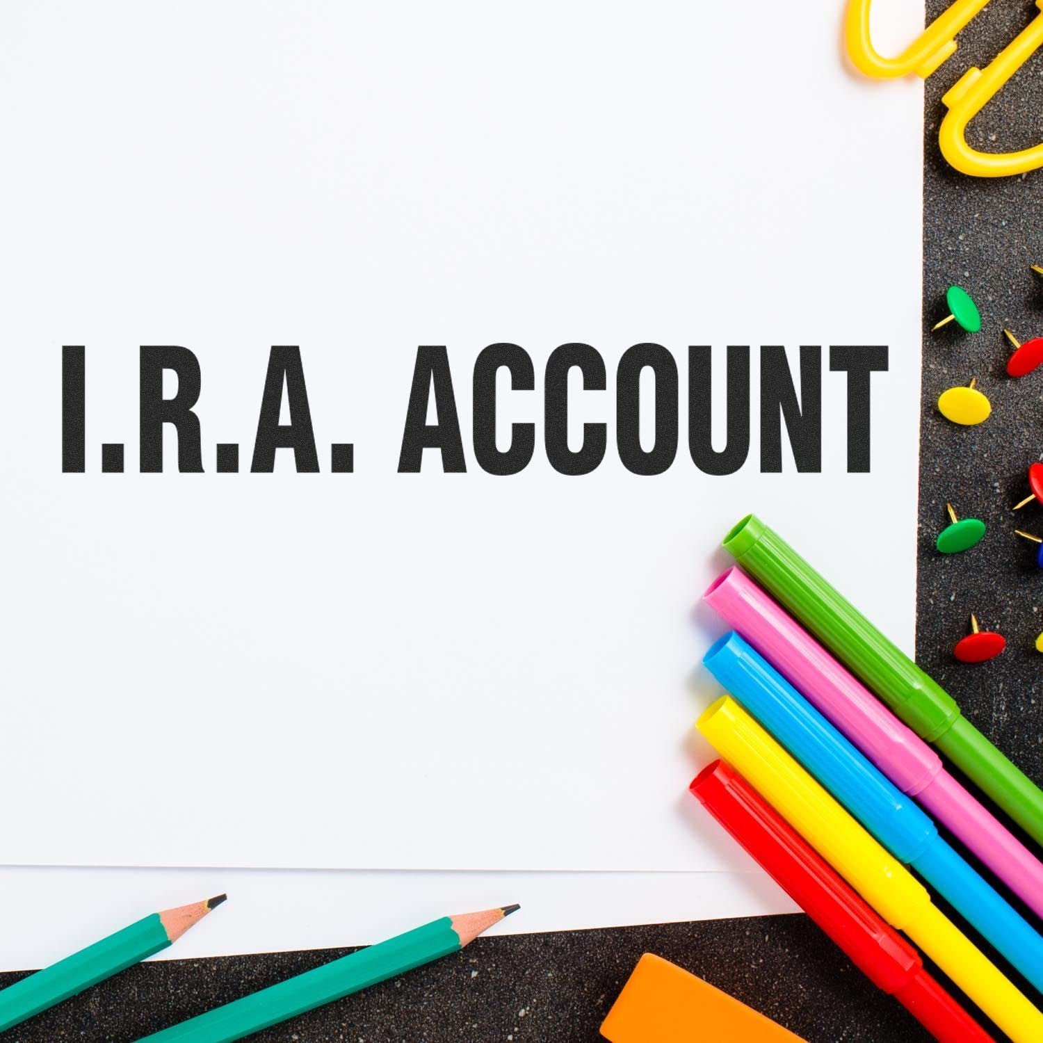 Large Ira Account Rubber Stamp, Perfect for Banks, Wood Handle Rubber Stamp, Uses Inking Pad, Larger Size Approx 3/4" x 2-1/4", Made in USA