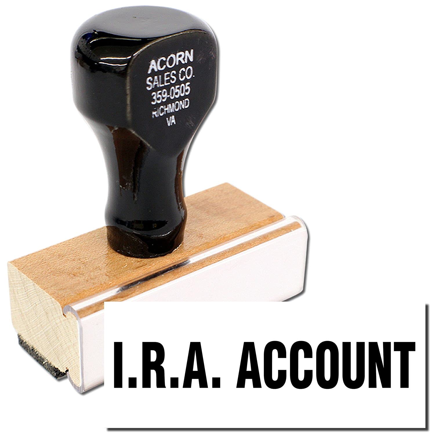 Large Ira Account Rubber Stamp, Perfect for Banks, Wood Handle Rubber Stamp, Uses Inking Pad, Larger Size Approx 3/4" x 2-1/4", Made in USA - Image 2