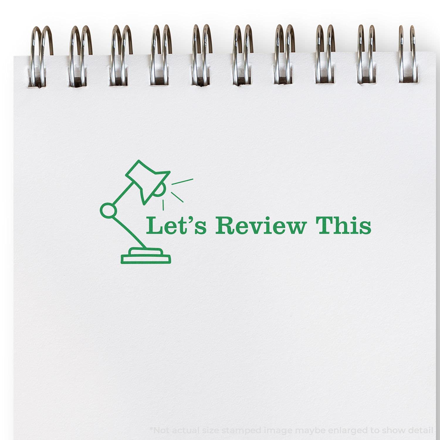 Large Lets Review This with Lamp Rubber Stamp, Teacher Stamps for Grading, Wood Handle Rubber Stamp, Uses Inking Pad, Larger Size Approx 3/4" x 2-1/4", Made in USA - Image 3