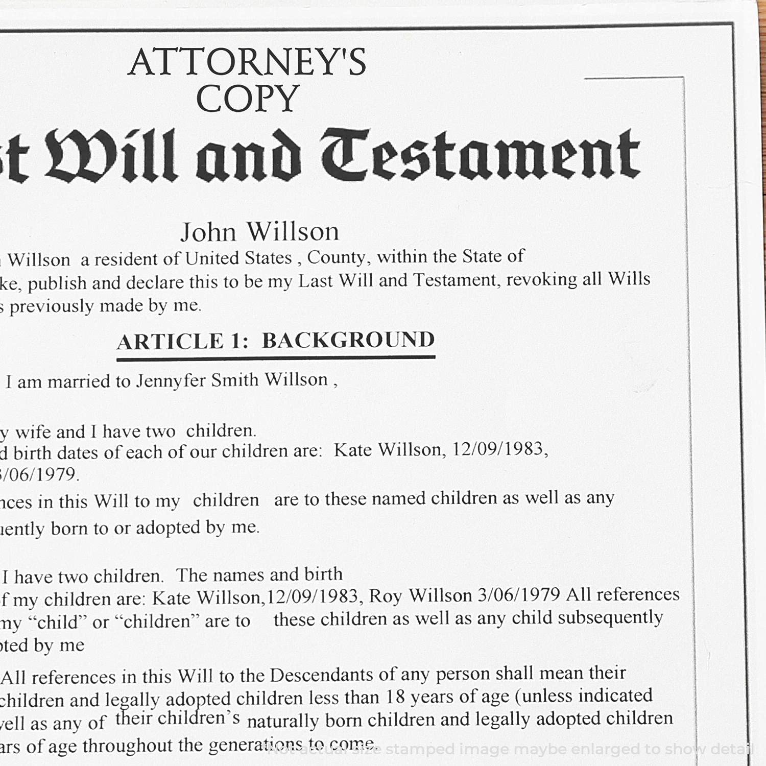 Large Pre Inked Attorneys Copy Stamp, Perfect for Legal Secretary, Slim Design, Portable, Easy to Carry, Size Approx 3/4" x 2-1/4", Avail in Choice of 5 Ink Colors, Reinkable - Image 3
