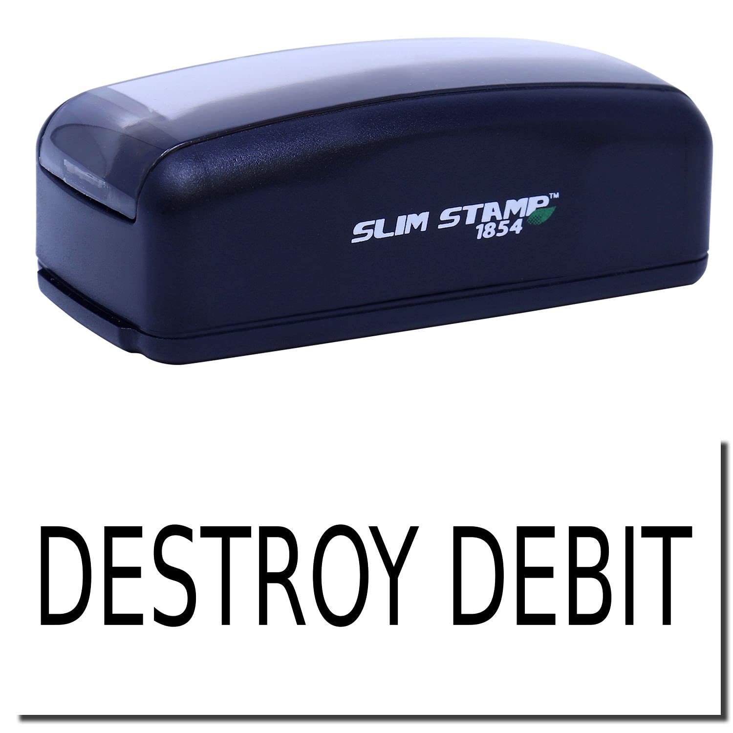 Large Pre Inked Destroy Debit Stamp, Perfect for Banks, Slim Design, Portable, Easy to Carry, Size Approx 3/4" x 2-1/4", Avail in Choice of 5 Ink Colors, Reinkable - Image 2