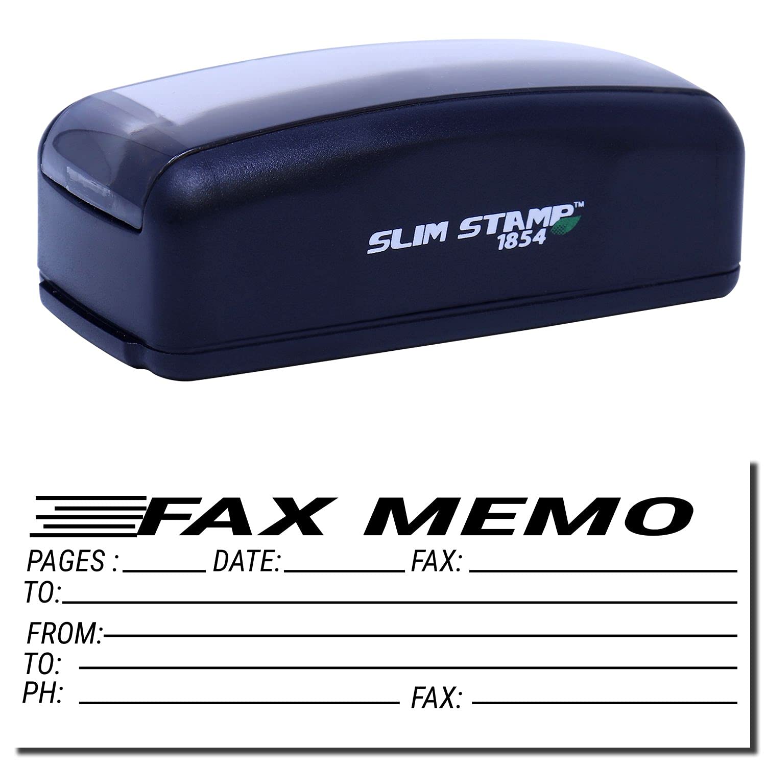 Large Pre-Inked Fax Memo Stamp, New Business Supplies, Slim Design, Portable, Easy to Carry, Size Approx 3/4" x 2-1/4", Avail in Choice of 5 Ink Colors, Reinkable - Image 2