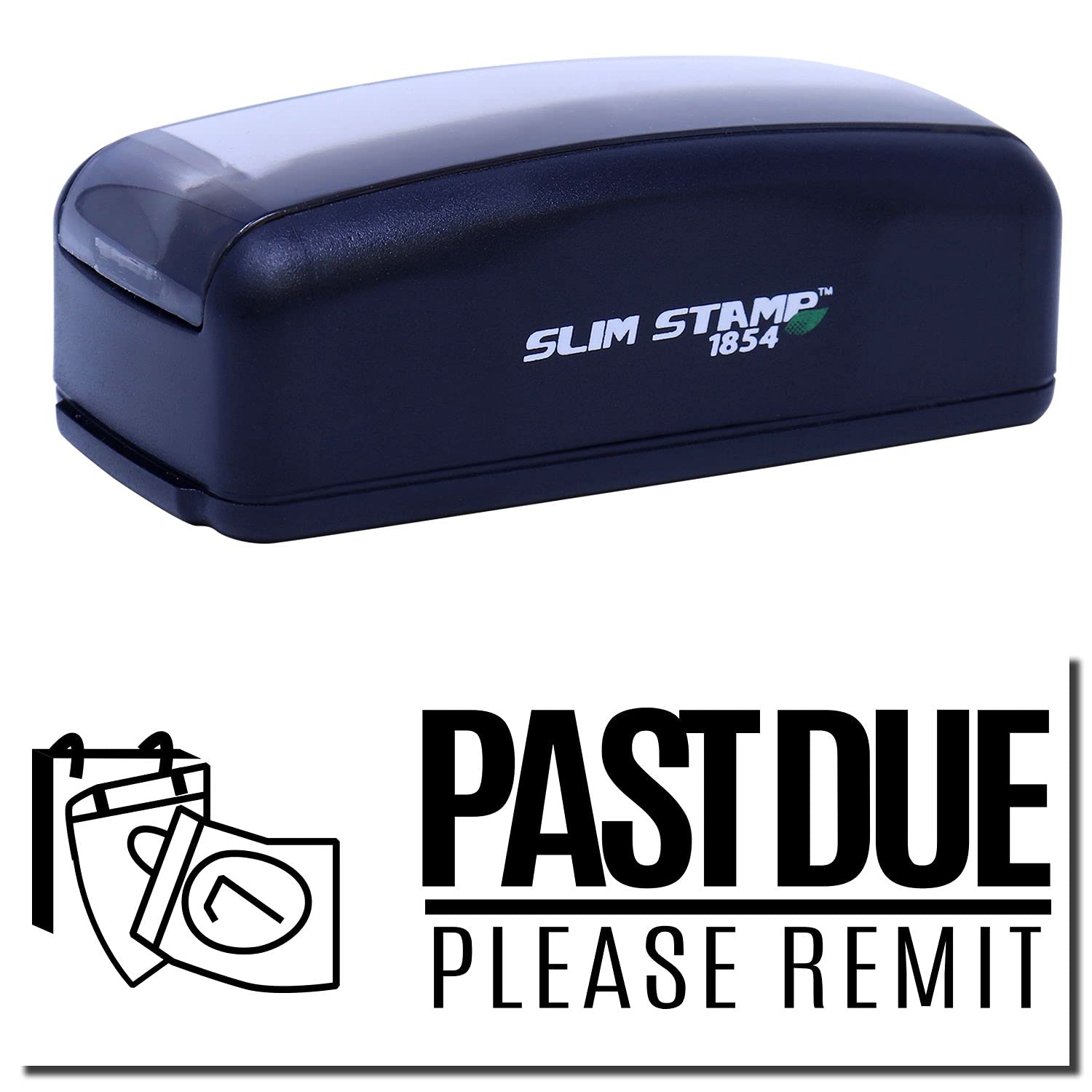 Large Pre-Inked Past Due Please Remit with Calendar Stamp, Perfect for Business, Slim Design, Portable, Easy to Carry, Size Approx 3/4" x 2-1/4", Avail in Choice of 5 Ink Colors, Reinkable - Image 2
