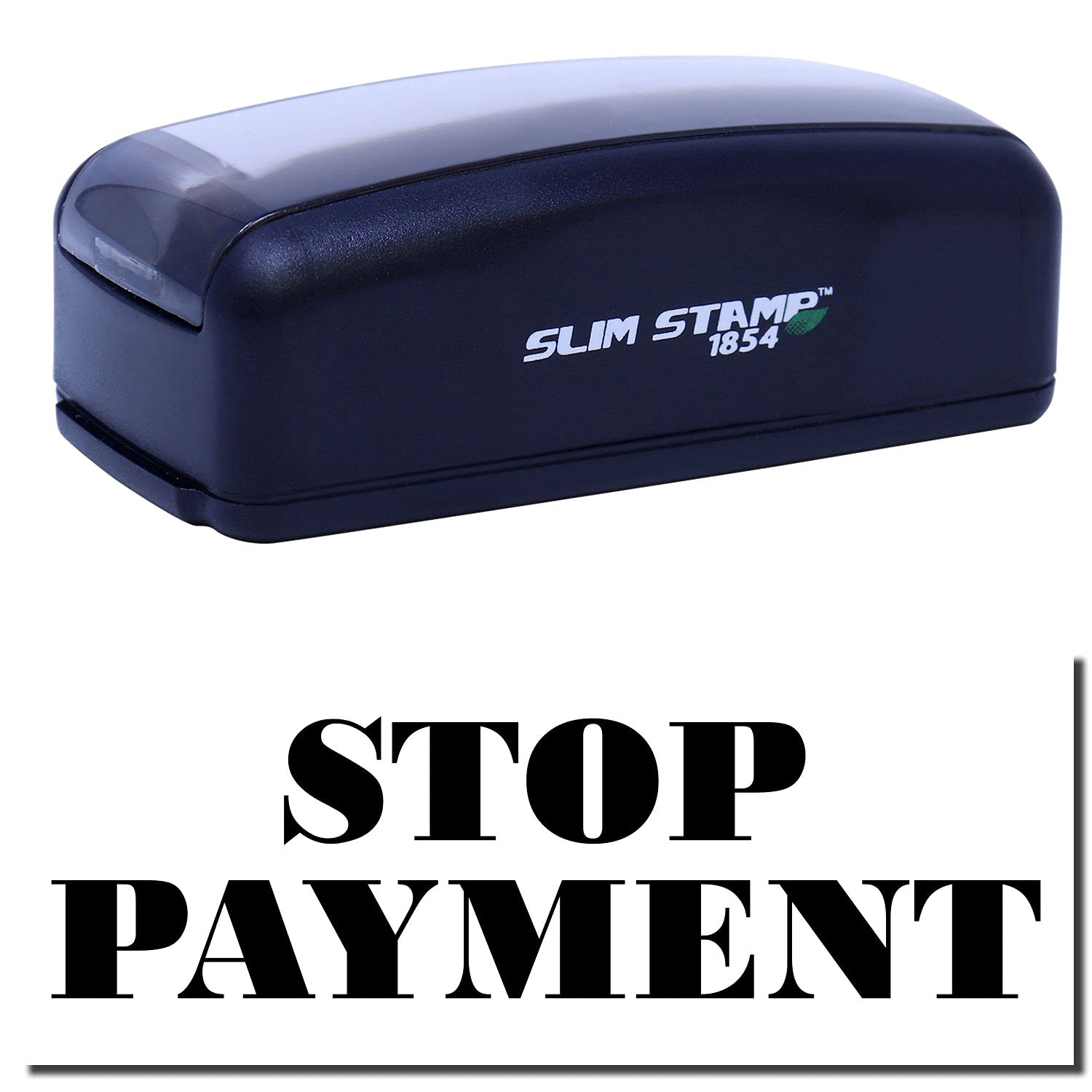 Large Pre Inked Stop Payment Stamp, Bank Office Supplies, Slim Design, Portable, Easy to Carry, Size Approx 3/4" x 2-1/4", Avail in Choice of 5 Ink Colors, Reinkable - Image 2