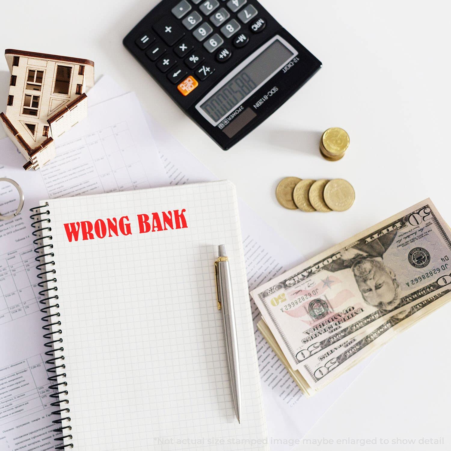 Large Pre Inked Wrong Bank Stamp, Perfect for Bank Tellers, Slim Design, Portable, Easy to Carry, Size Approx 3/4" x 2-1/4", Avail in Choice of 5 Ink Colors, Reinkable - Image 4