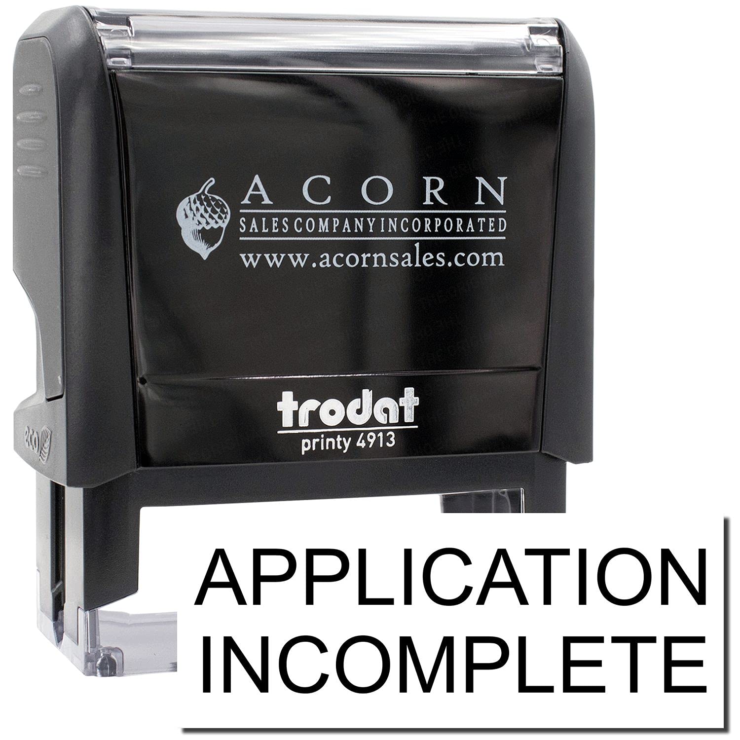Large Self Inking Application Incomplete Stamp, Bank Teller Supplies, Up to 5K Imprints, Available in 11 Ink Colors, Easy Press and Print Stamping, Size Approx 3/4" x 2-1/4", Clear Base - Image 2