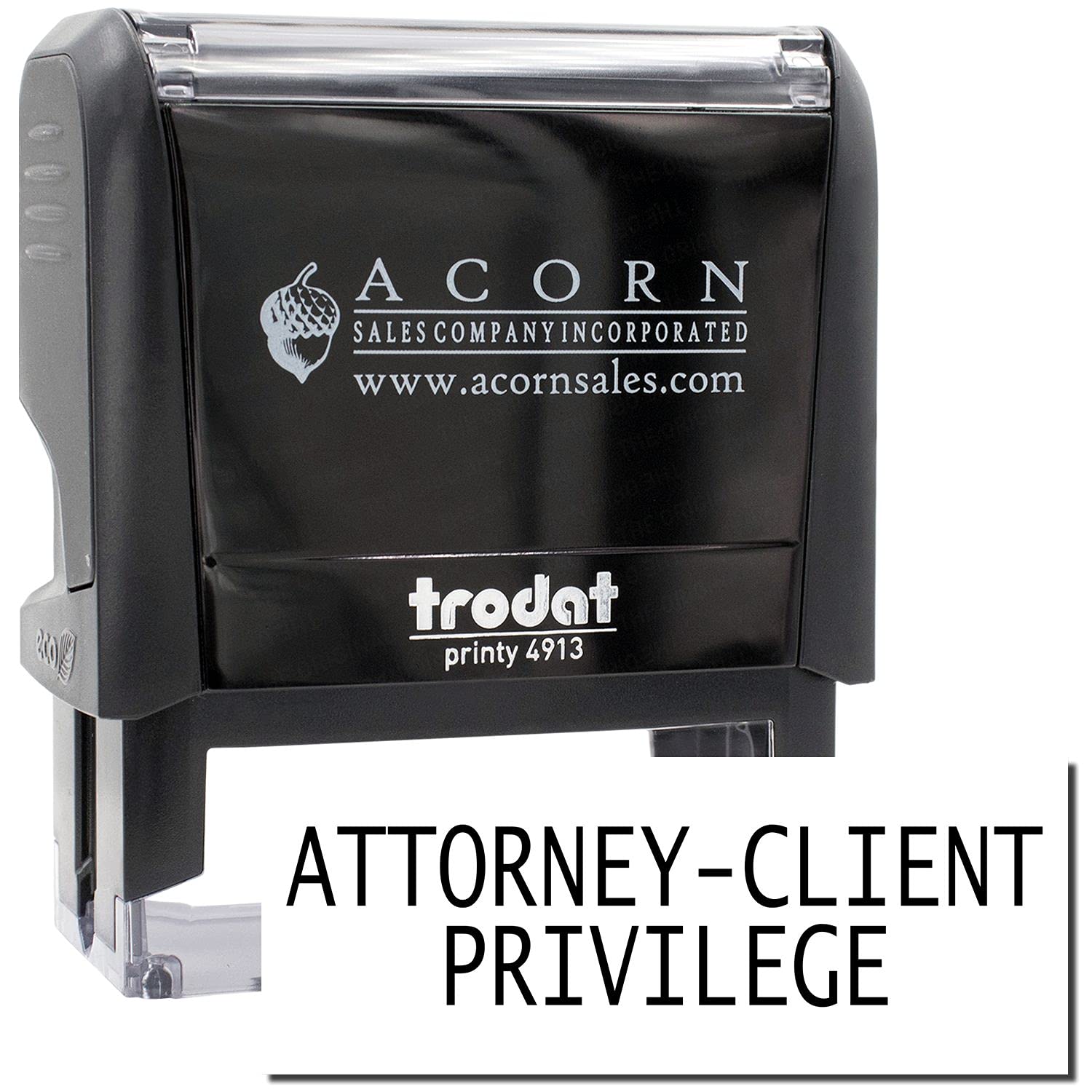 Large Self Inking Attorney Client Privilege Stamp, Legal Stamps for Lawyers, Up to 5K Imprints, Available in 11 Ink Colors, Reinkable, Size Approx 3/4" x 2-1/4", Clear Base - Image 2