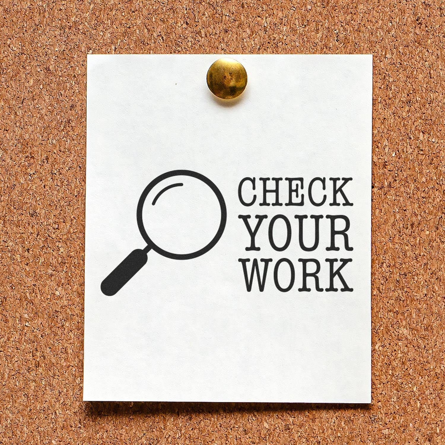 Large Self-Inking Check Your Work Stamp, Fun Teacher Supplies, Up to 5K Imprints, Available in 11 Ink Colors, Reinkable, Easy Press and Print Stamping, Size Approx 3/4" x 2-1/4", Clear Base