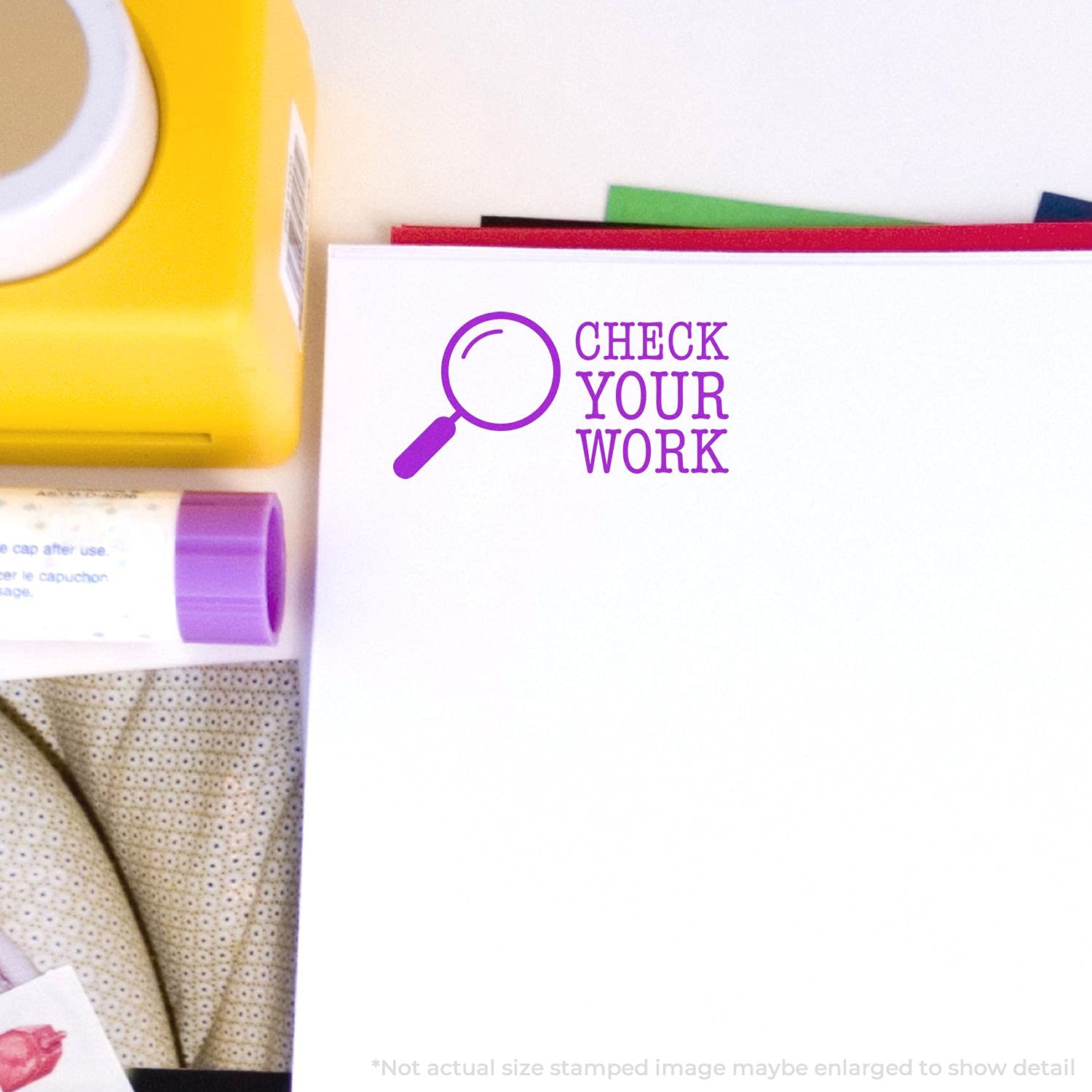 Large Self-Inking Check Your Work Stamp, Fun Teacher Supplies, Up to 5K Imprints, Available in 11 Ink Colors, Reinkable, Easy Press and Print Stamping, Size Approx 3/4" x 2-1/4", Clear Base - Image 3