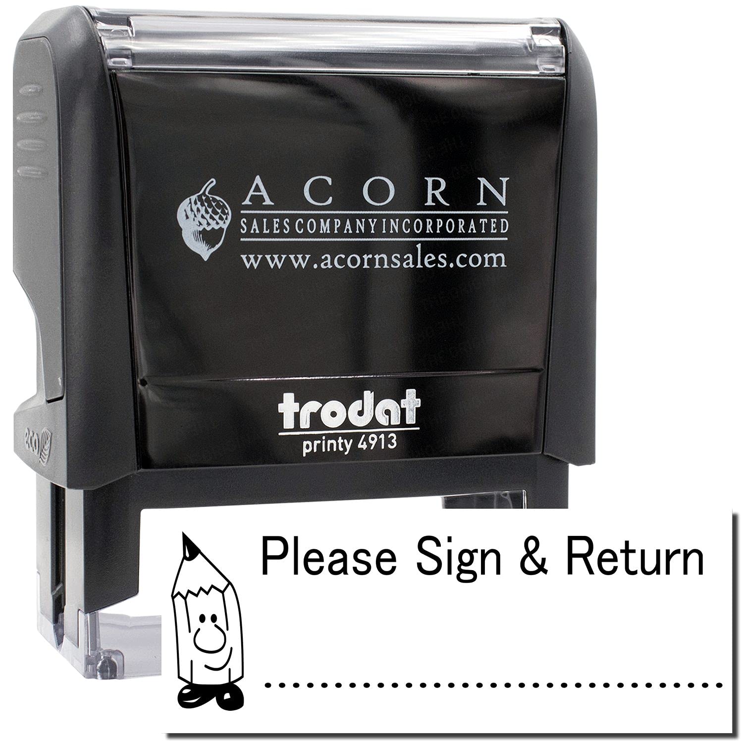 Large Self-Inking Please Sign and Return Stamp, Stamp for Teachers, Up to 5K Imprints, Available in 11 Ink Colors, Reinkable, Easy Press and Print Stamping, Size Approx 3/4" x 2-1/4", Clear Base - Image 2