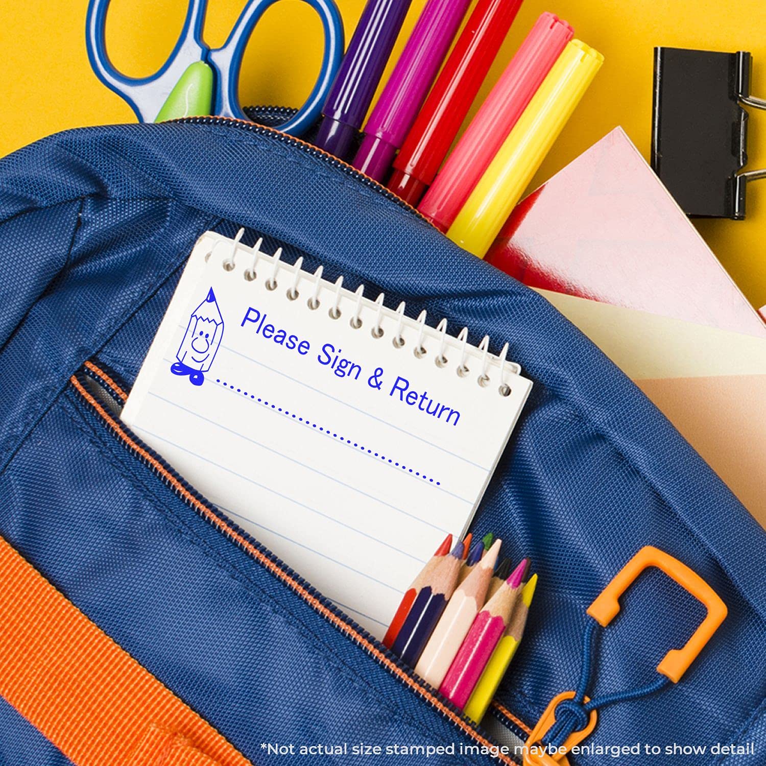 Large Self-Inking Please Sign and Return Stamp, Stamp for Teachers, Up to 5K Imprints, Available in 11 Ink Colors, Reinkable, Easy Press and Print Stamping, Size Approx 3/4" x 2-1/4", Clear Base - Image 6