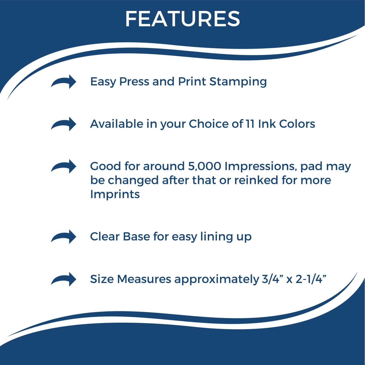 Large Self Inking Closing Statement Stamp, Banking Supplies, Up to 5K Imprints, Available in 11 Ink Colors, Reinkable, Easy Press and Print Stamping, Size Approx 3/4" x 2-1/4", Clear Base - Image 5