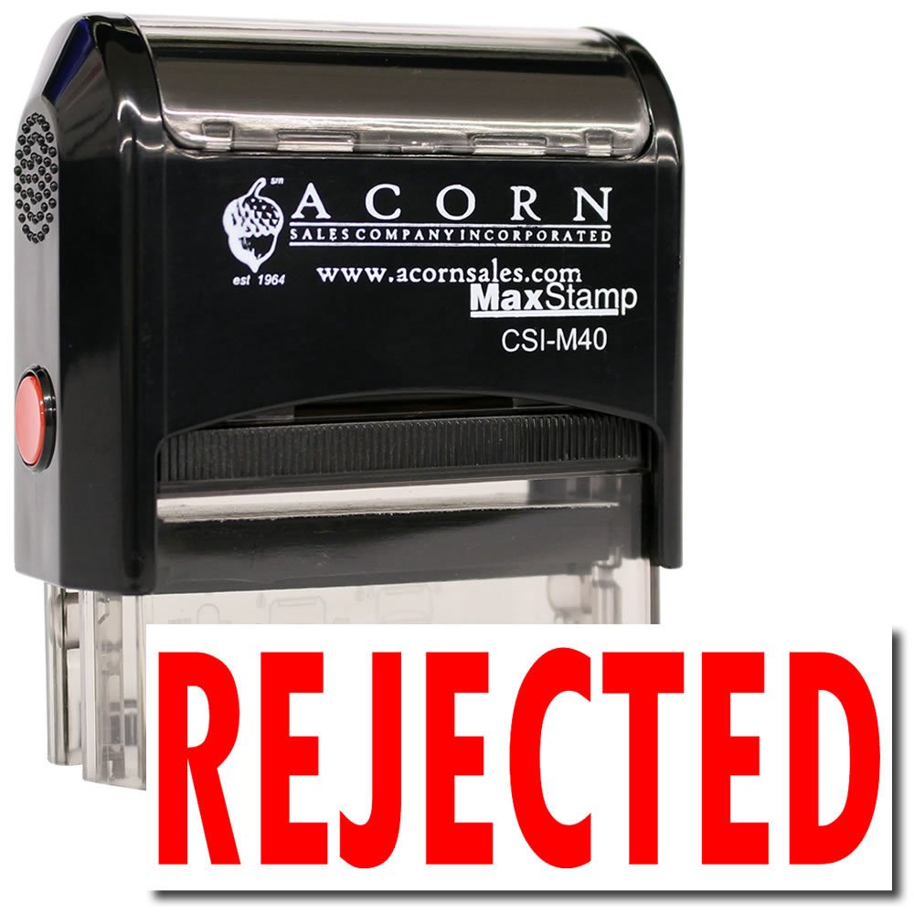 Large Self-Inking Rejected Stamp with Red Ink, 7/8 x 2-1/4 - Quality Phrase Stamp for Executive Assistants - Red Ink Large Self-Inking Rejected Stamp - Ideal Office Tool for Executive Assistants
