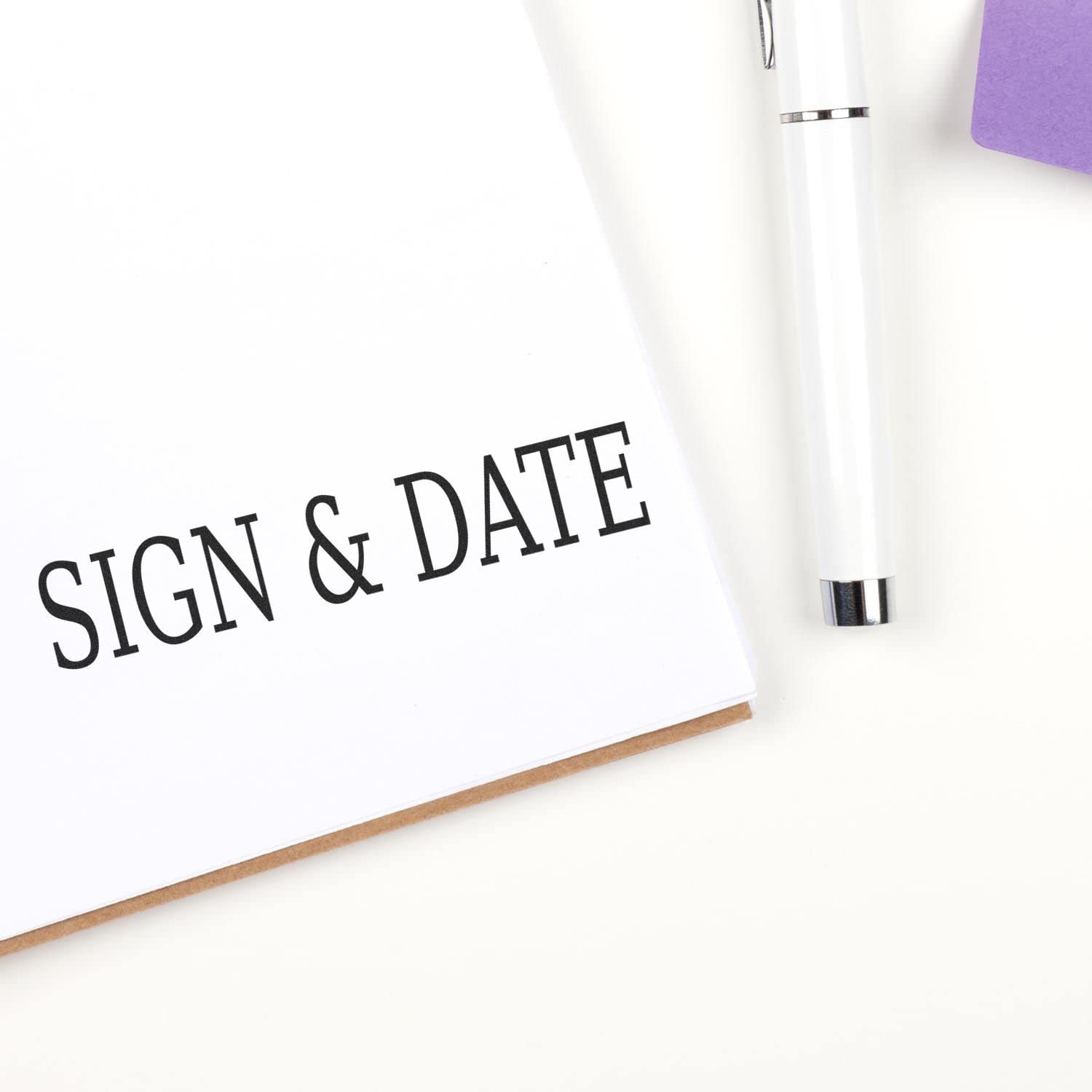 Large Self Inking Sign Date Stamp, Perfect for Legal Professionals, Up to 5K Imprints, Available in 11 Ink Colors, Reinkable, Easy Press and Print Stamping, Size Approx 3/4" x 2-1/4", Clear Base