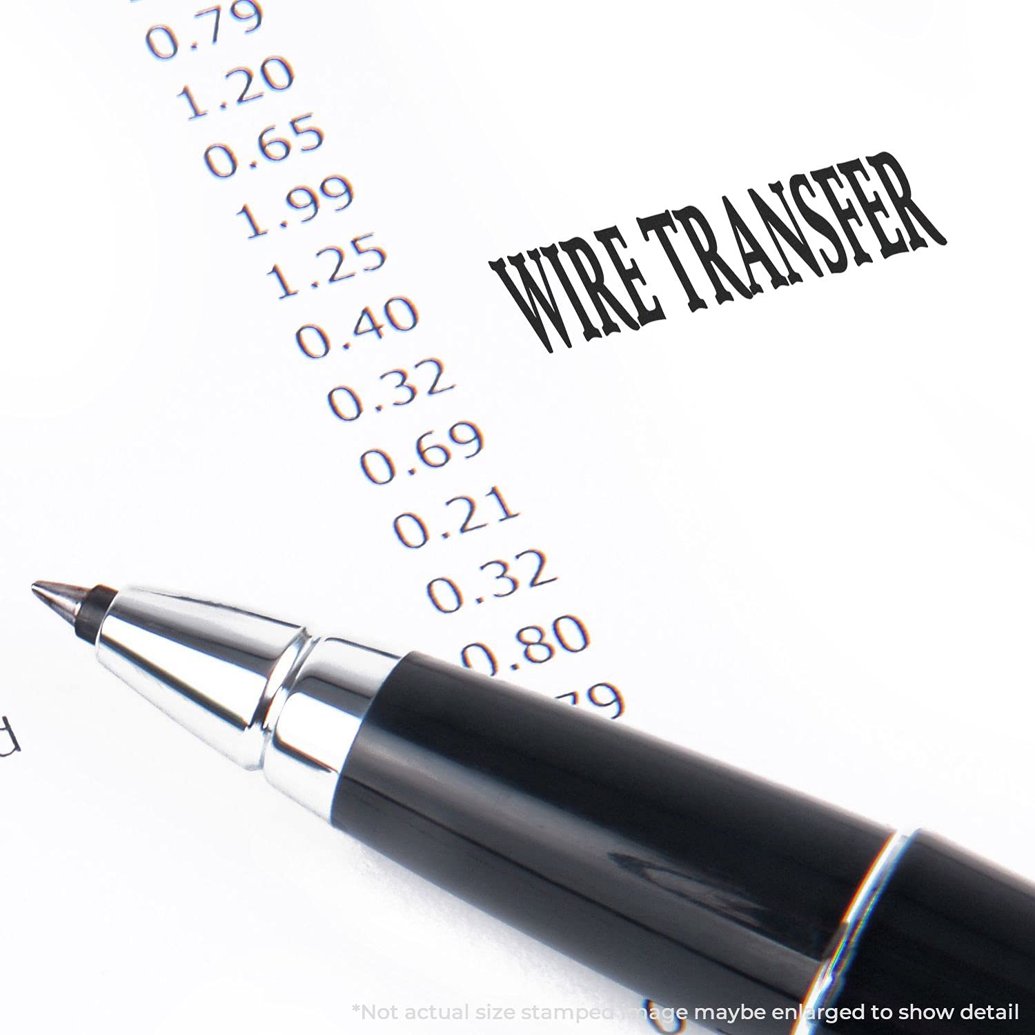 Large Wire Transfer Rubber Stamp, Bank Office Supplies, Wood Handle Rubber Stamp, Uses Inking Pad, Larger Size Approx 3/4" x 2-1/4", Made in USA - Image 3